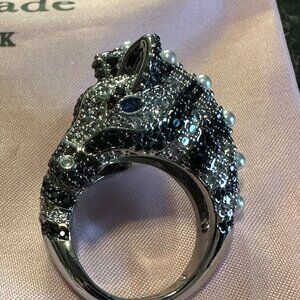 Kate Spade Earn Your Stripes Wrap Ring - Zebra and Pearl - sz 6 - NWOT